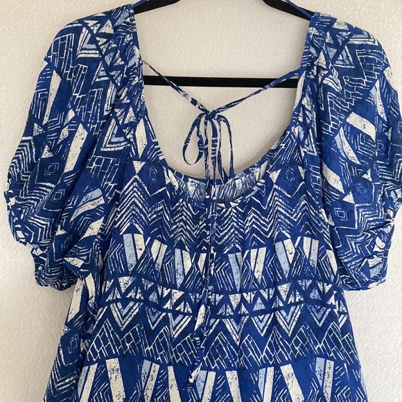 Knox Rose Blue Dress Short Sleeve Tiered Midi Ruffle Scoop Neck Size L - Picture 5 of 10